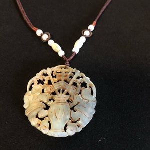 Hong Kong Carved Jade Necklace